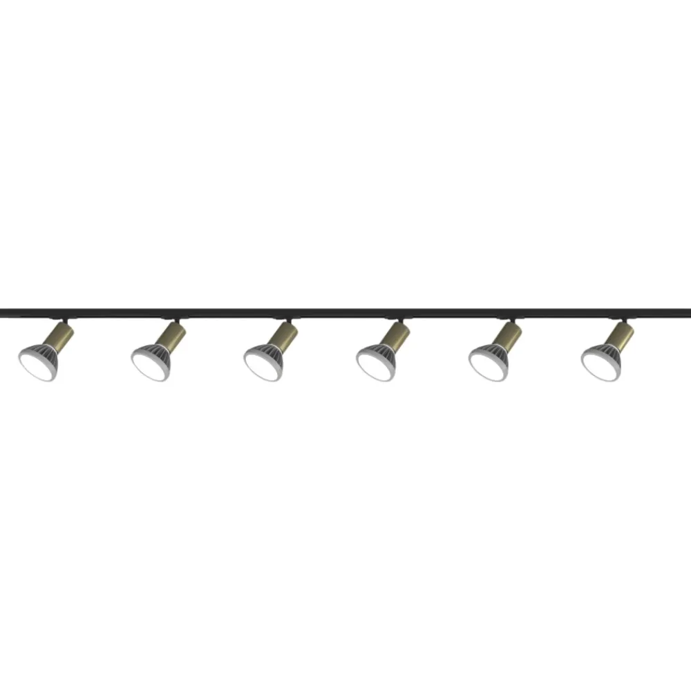 Illuminazione A Binario-Selezionato da Mazzolaluce Sistema di luci a binario 200cm oro con con 6 spot e27 orientabili