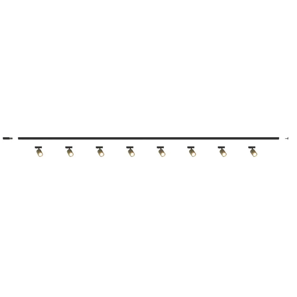 Illuminazione A Binario-Selezionato da Mazzolaluce Sistema illuminazione a binario 300cm nero con 8 spot oro