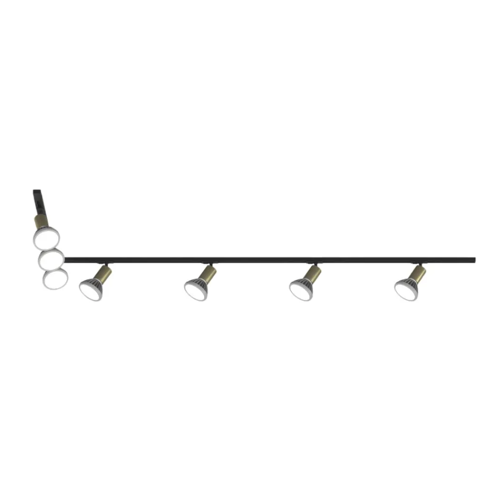 Illuminazione A Binario-Selezionato da Mazzolaluce Sistema luci a binario angolare 300cm nero oro 7 spot e27 orientabili monofase
