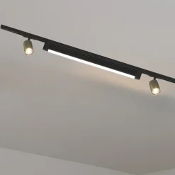 Illuminazione A Binario-Selezionato da Mazzolaluce Sistema luci a binario 100cm modulo led 28w 3000k nero oro spot orientabili