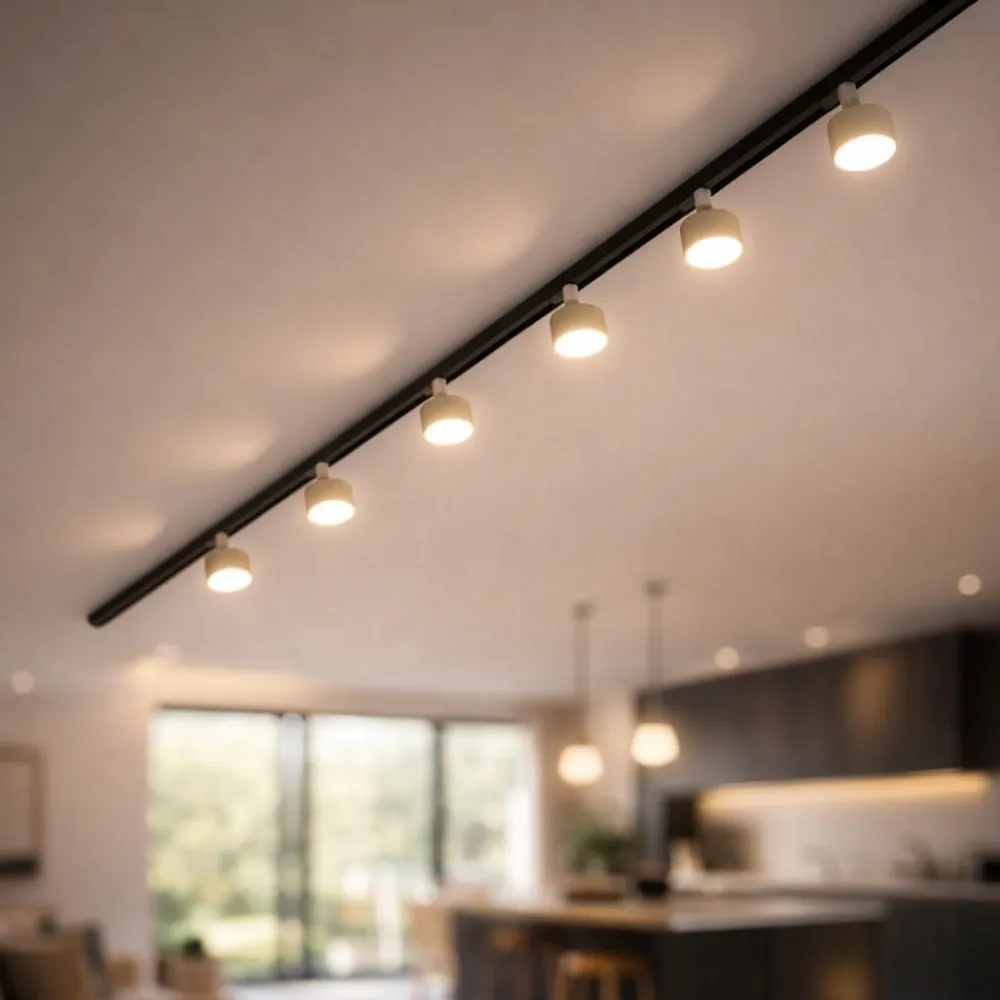 Illuminazione A Binario-Selezionato da Mazzolaluce Sistema plafoniera binario 200cm monofase con 6 spot gx53 sabbia orientabili