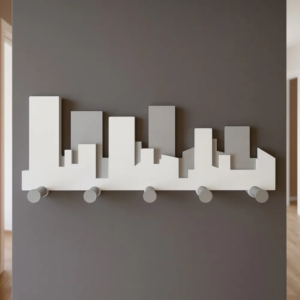Appendiabiti Da Parete-Selezionato da Mazzolaluce Skyline appendiabiti legno da parete design moderno colore bianco grigio