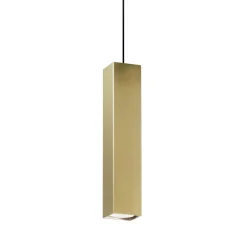Lampade A Sospensione-Ideal Lux Sky sp1 lampada sospensione quadrata oro ottone