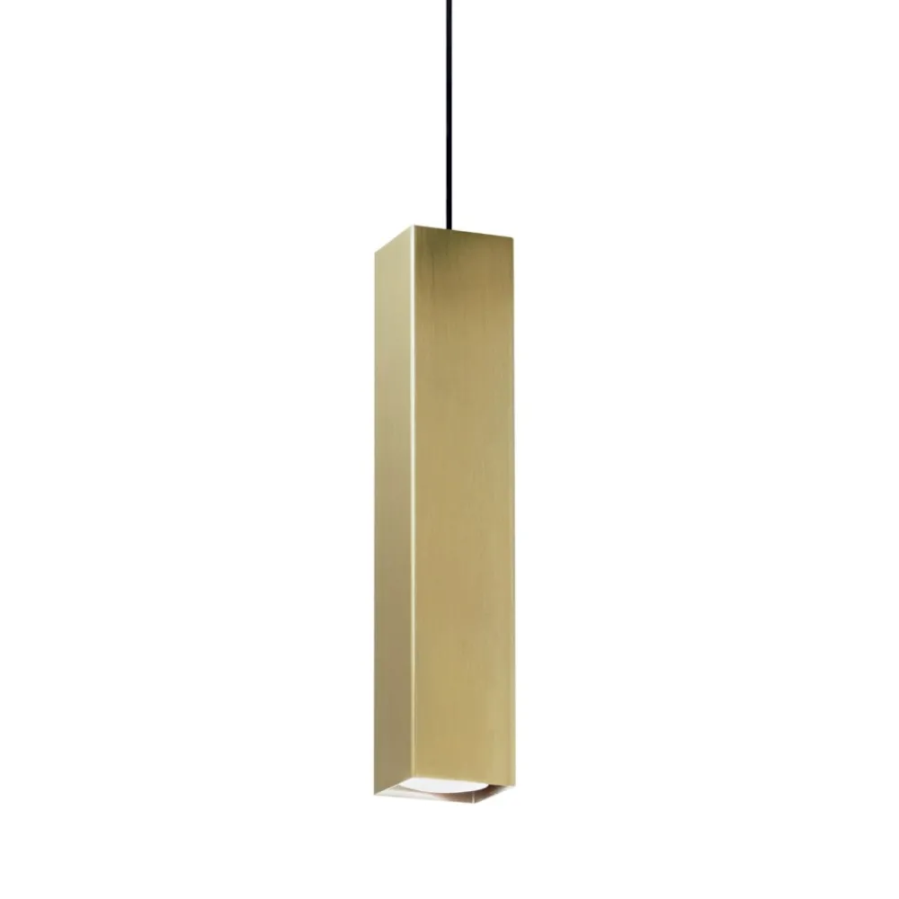 Lampade A Sospensione-Ideal Lux Sky sp1 lampada sospensione quadrata oro ottone