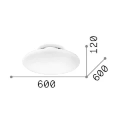 Plafoniere Moderne-Ideal Lux Smarties pl3 d60 plafoniera camera da letto bianca 60cm