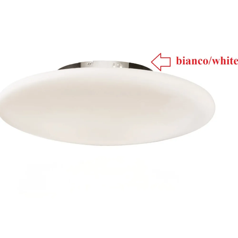 Plafoniere Moderne-Ideal Lux Smarties pl3 d50 plafoniera bianca disco in vetro moderna