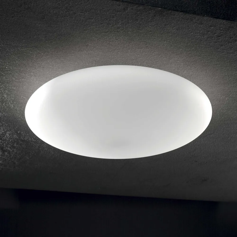 Plafoniere Moderne-Ideal Lux Smarties pl2 d42 plafoniera moderna per cucina sfera vetro bianco
