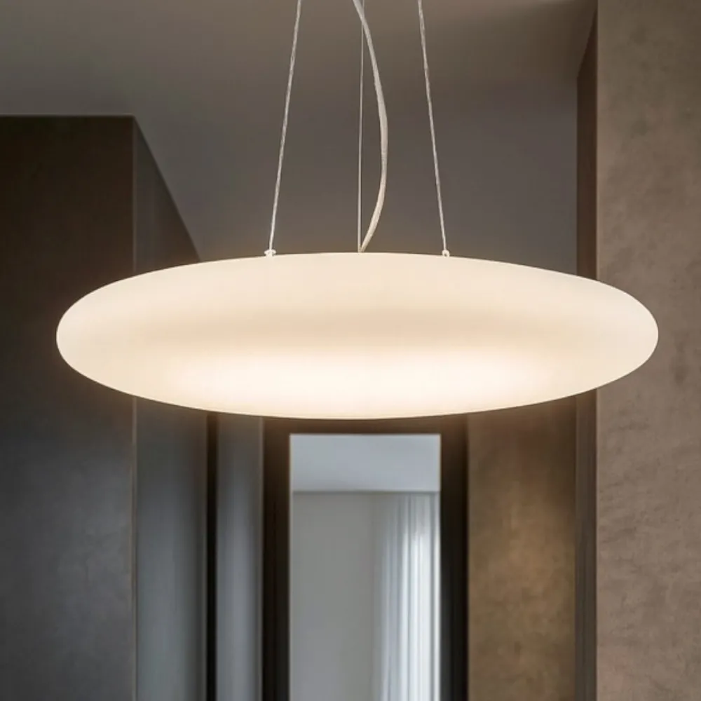 Lampadario Camera Da Letto-Ideal Lux Smarties sp5 d60 lampadario per camera da letto vetro bianco
