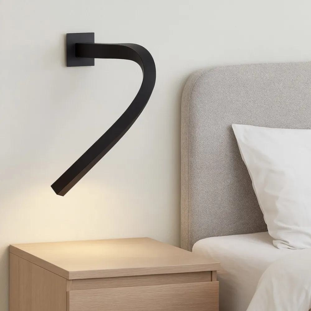 Applique Camera Da Letto-Linea Light Snake w2 applique led 1,5w 3000k nero orientabile