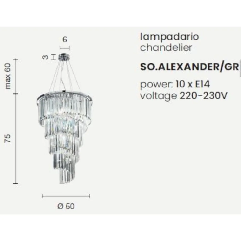 Lampadari Moderni-Ondaluce So alexander lampadario in cristallo molato