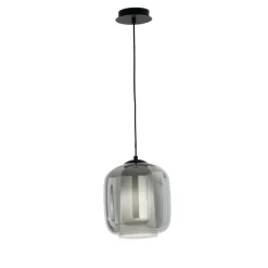 Lampade A Sospensione-Ondaluce So bonnie 2 fume lampada a sospensione vetro per bancone base nero