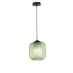 Lampade A Sospensione-Ondaluce So bonnie 2 lampada a sospensione vetro verde moderna base nero