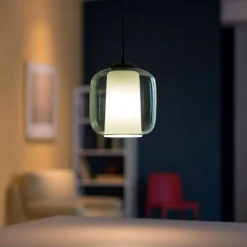 Lampade A Sospensione-Ondaluce So bonnie 2 lampada a sospensione vetro verde moderna base nero