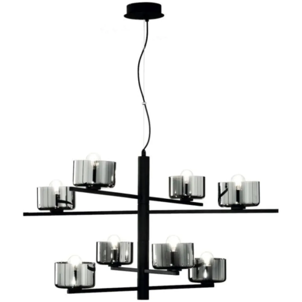 Lampadari Moderni-Ondaluce So figaro lampadario moderno 8 luci nero per salotto