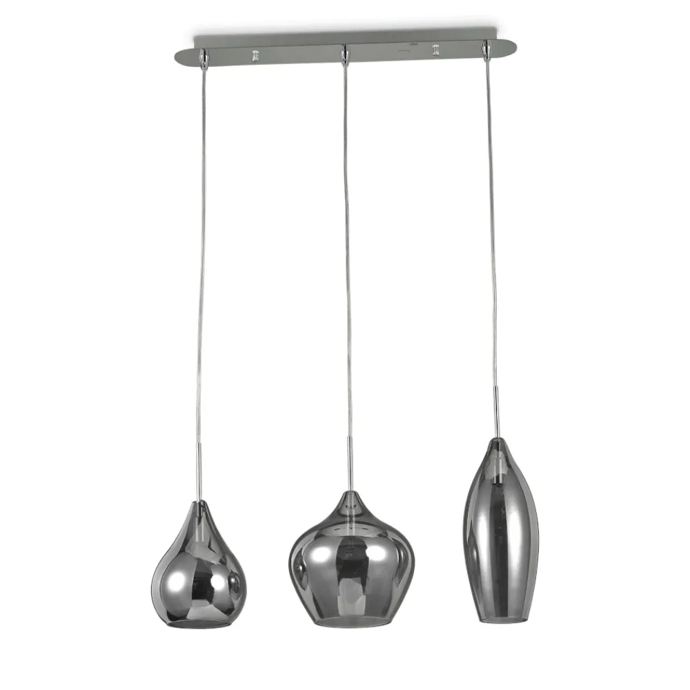 Lampadari Moderni-Ideal Lux Soft sp3 fume lampadario 3 vetri fume