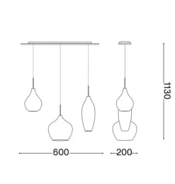 Lampadari Moderni-Ideal Lux Soft sp3 fume lampadario 3 vetri fume