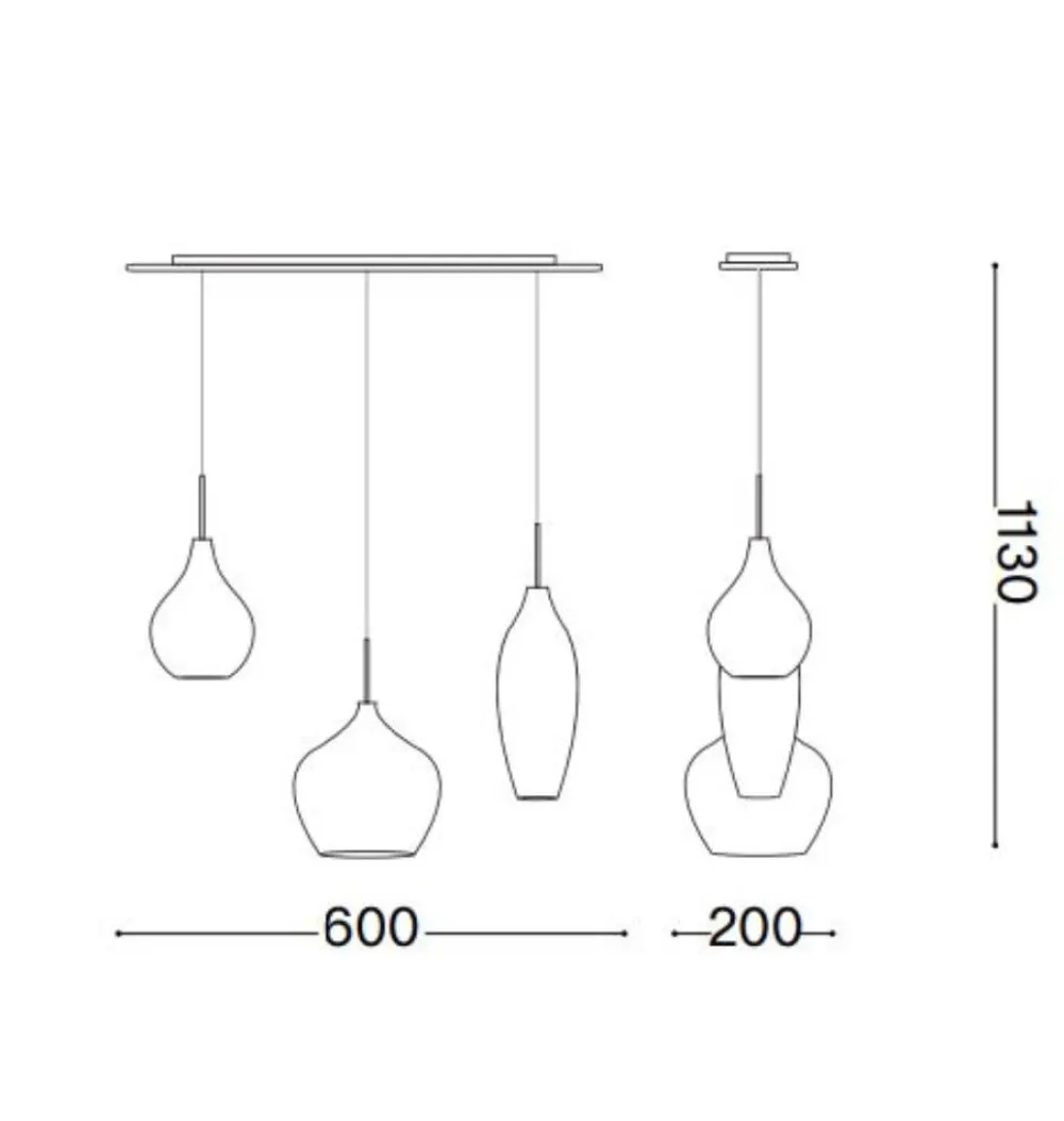 Lampadari Moderni-Ideal Lux Soft sp3 fume lampadario 3 vetri fume
