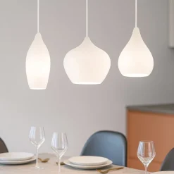 Lampadari Cucina-Ideal Lux Soft sp3 lampadario per isola cucina tre luci vetri bianchi