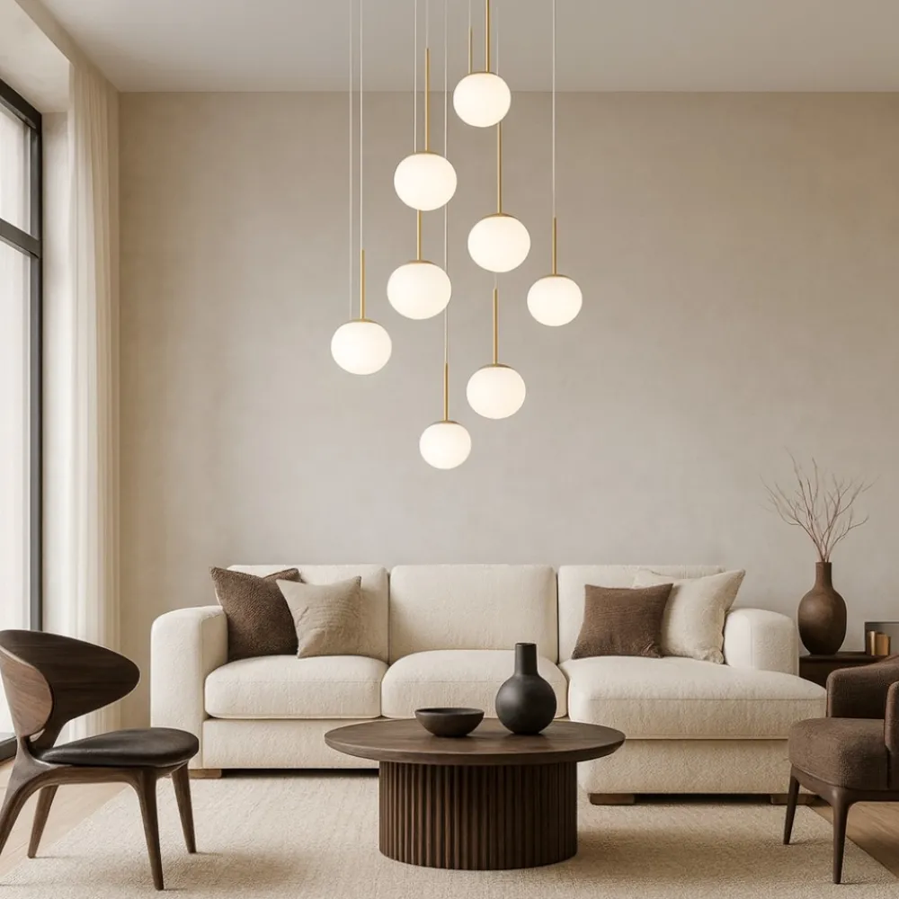 Lampadari Moderni-Ondaluce So jewel 8 lampadario oro sfere di vetro moderno