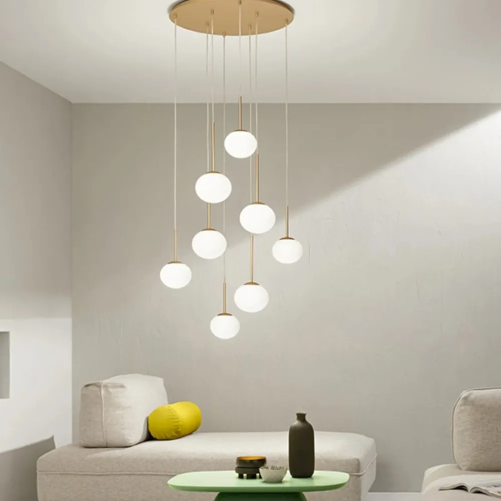 Lampadari Moderni-Ondaluce So jewel 8 lampadario oro sfere di vetro moderno
