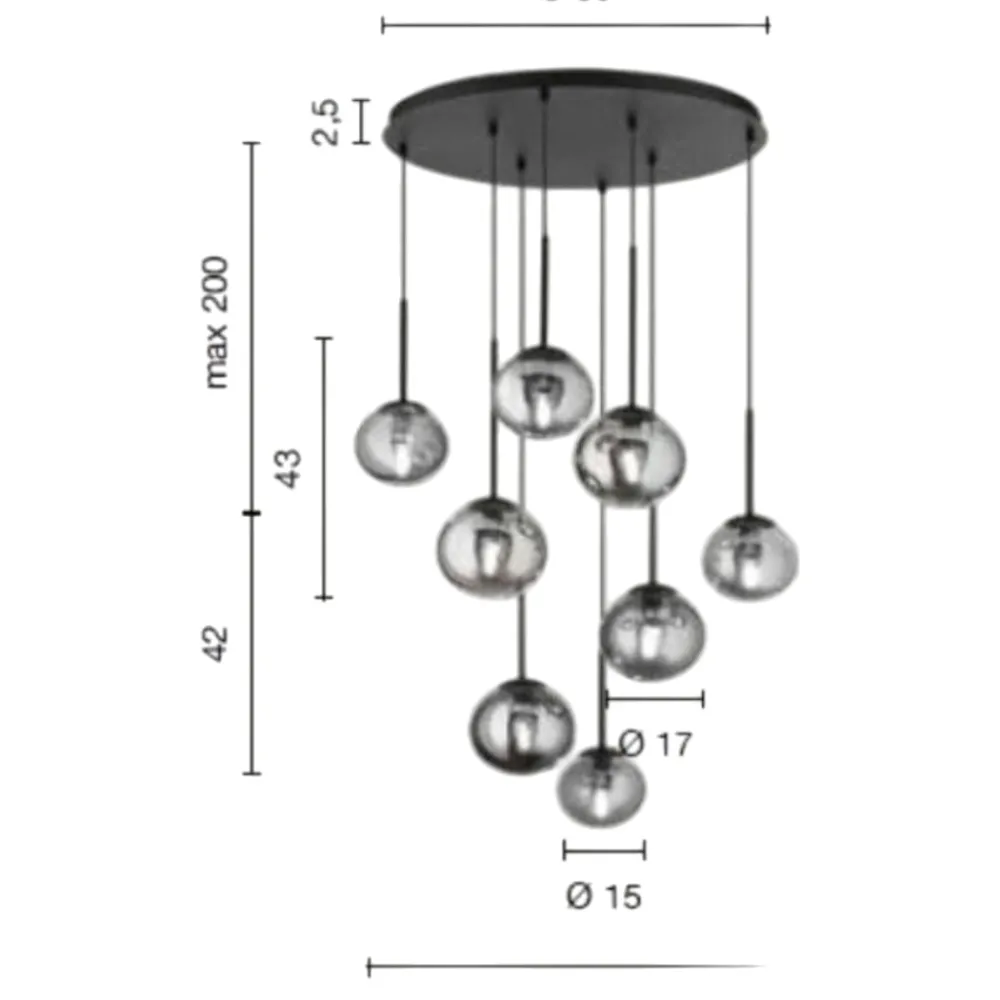 Lampadari Moderni-Ondaluce So jewel 8 lampadario oro sfere di vetro moderno