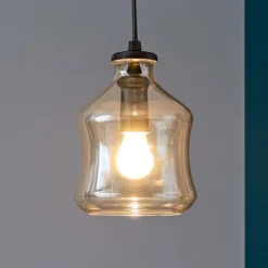Lampade A Sospensione-Ondaluce So pin a lampada a sospensione per isola vetro ambra