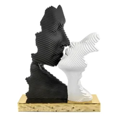 Soprammobili Moderni-Bongelli Preziosi Soprammobile bacio stilizzato scultura oro nero bianco