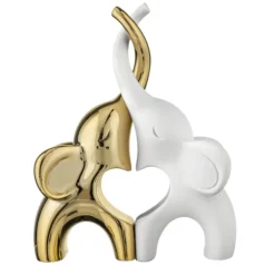 Soprammobili Moderni-Bongelli Preziosi Soprammobile coppia di elefantini 29x21cm bianco oro