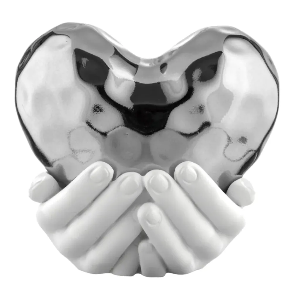 Soprammobili Moderni-Bongelli Preziosi Soprammobile mani cuore argento 25x25cm scultura