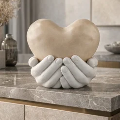 Soprammobili Moderni-Bongelli Preziosi Soprammobile mani cuore 25x24cm moderno nocciola