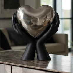 Soprammobili Moderni-Bongelli Preziosi Soprammobile mani nere cuore argento h31 moderno