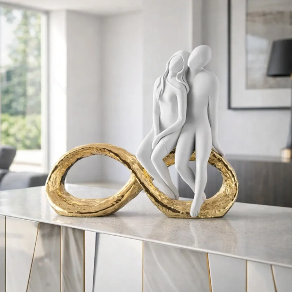 Soprammobili Moderni-Bongelli Preziosi Soprammobile moderno coppia infinito 25x23cm oro