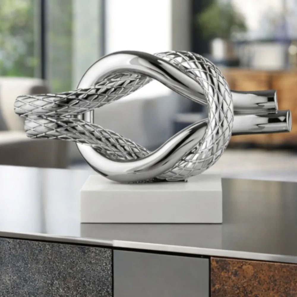Soprammobili Moderni-Bongelli Preziosi Soprammobile nodo bianco argento 28x18cm