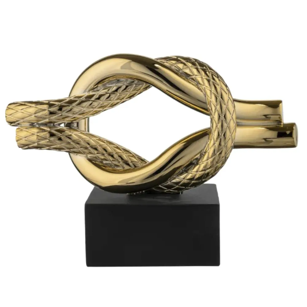 Soprammobili Moderni-Bongelli Preziosi Soprammobile nodo nero oro 28x18cm moderno