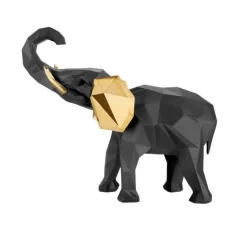 Soprammobili Moderni-Bongelli Preziosi Soprammobile scultura elefante 32x27cm nero oro