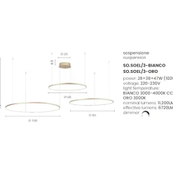 Lampadari Moderni-Ondaluce So soel 3 bianco lampadario moderno cerchi led