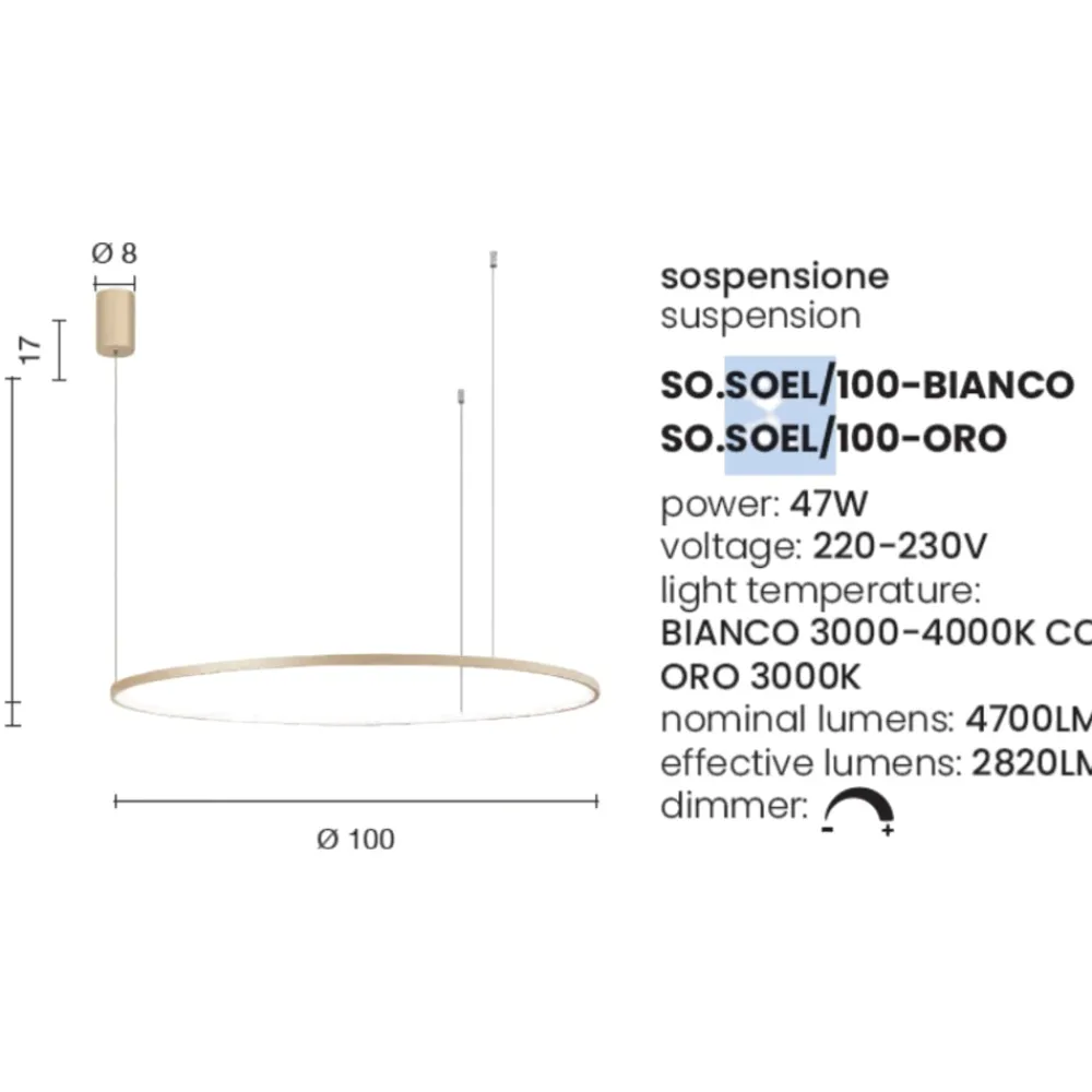 Lampadari Moderni-Ondaluce So soel 100 oro lampadario moderno cerchio led