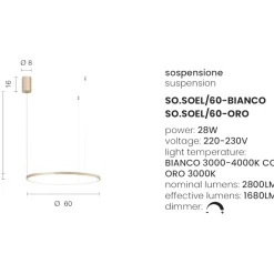 Lampadari Moderni-Ondaluce So soel 60 oro lampadario moderno cerchio led