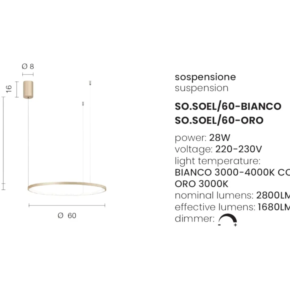 Lampadari Moderni-Ondaluce So soel 60 oro lampadario moderno cerchio led