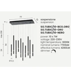 Lampadari Moderni-Ondaluce So tubic 10 lampadario multiple nero moderno
