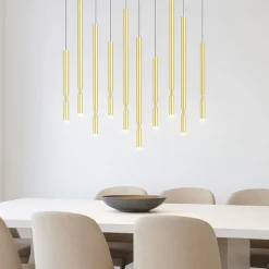 Lampadari Moderni-Ondaluce So tubic 10 lampadario 10 luci sospese oro led 3000k dimmerabile