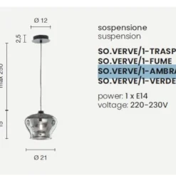 Lampade A Sospensione-Ondaluce So verve 2 lampada a sospensione vetro verde