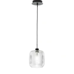 Lampade A Sospensione-Ondaluce So verve 3 sospensione singola vetro trasparente base nero