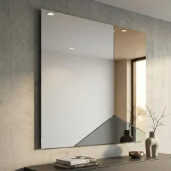 Specchi Da Parete-Selezionato da Mazzolaluce Specchio da parete 100cm moderno quadrato vetro fume-bronzo