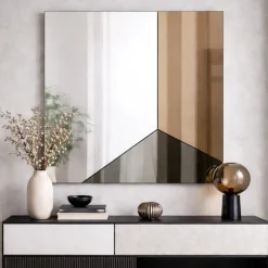 Specchi Da Parete-Selezionato da Mazzolaluce Specchio da parete 100cm moderno quadrato vetro fume-bronzo