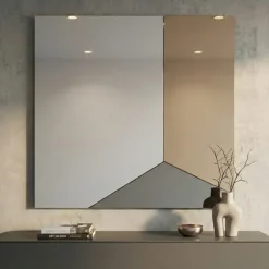 Specchi Da Parete-Selezionato da Mazzolaluce Specchio da parete 100cm moderno quadrato vetro fume-bronzo