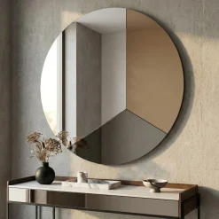 Specchi Da Parete-Selezionato da Mazzolaluce Specchio da parete 80cm rotondo moderno vetro chiaro-bronzo-fume