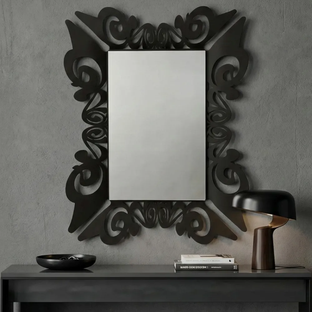 Specchi Da Parete-Selezionato da Mazzolaluce Specchio da parete design classico nero 80x100 per ingresso
