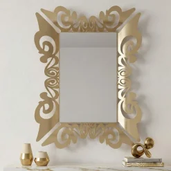 Specchi Da Parete-Selezionato da Mazzolaluce Specchio da parete design contemporaneo decorato foglia oro 80x100