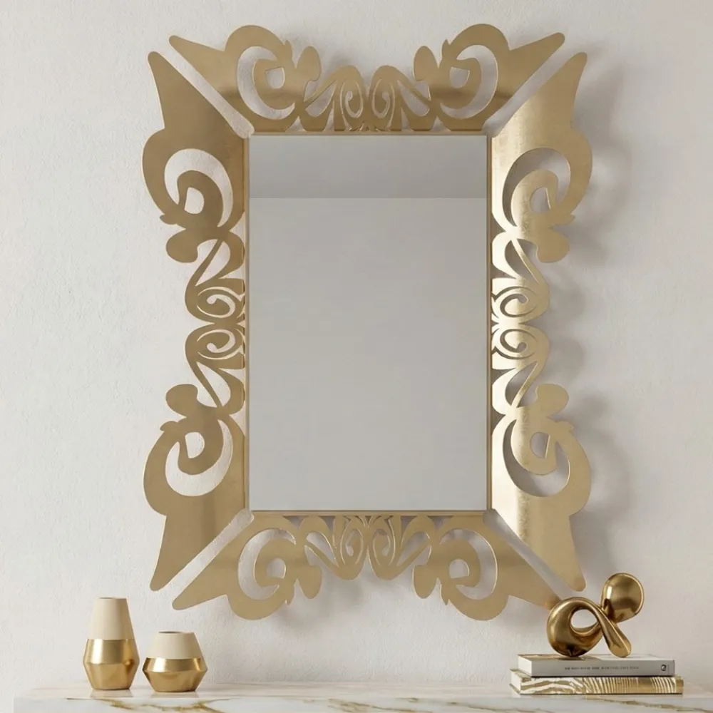 Specchi Da Parete-Selezionato da Mazzolaluce Specchio da parete design contemporaneo decorato foglia oro 80x100